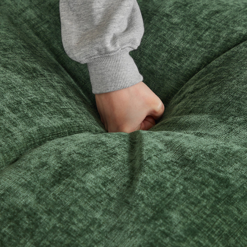 Canapé modulaire en U avec 2 repose-pieds et coussin moelleux, Chenille verte