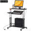 Bureau debout à roulettes noir HOMcom avec prises de courant, plateau de table inclinable et tablette inférieure