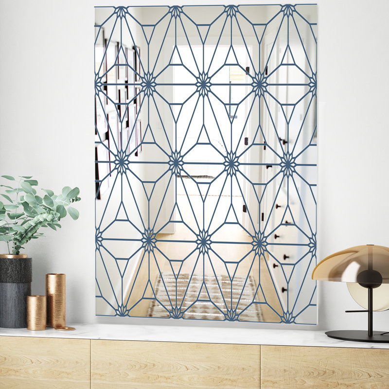 Blue Illusion - Mid-Century Mirror - Wall Mirror, 24" H x 32" W
