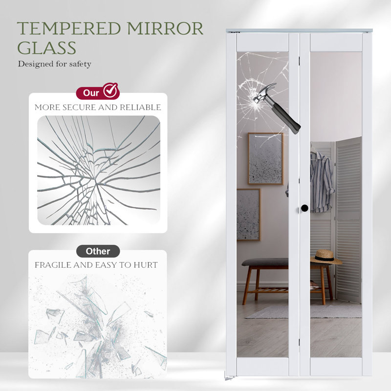 Mirrored Glass And Manufactured Wood Bi-Fold Door With Installation Hardware Kit, 24"x80"