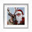 «Rosy Cheeked Santa & Reindeer», reproduction encadrée sous verre, design par Sara Culpepper-1676848027-1676848103