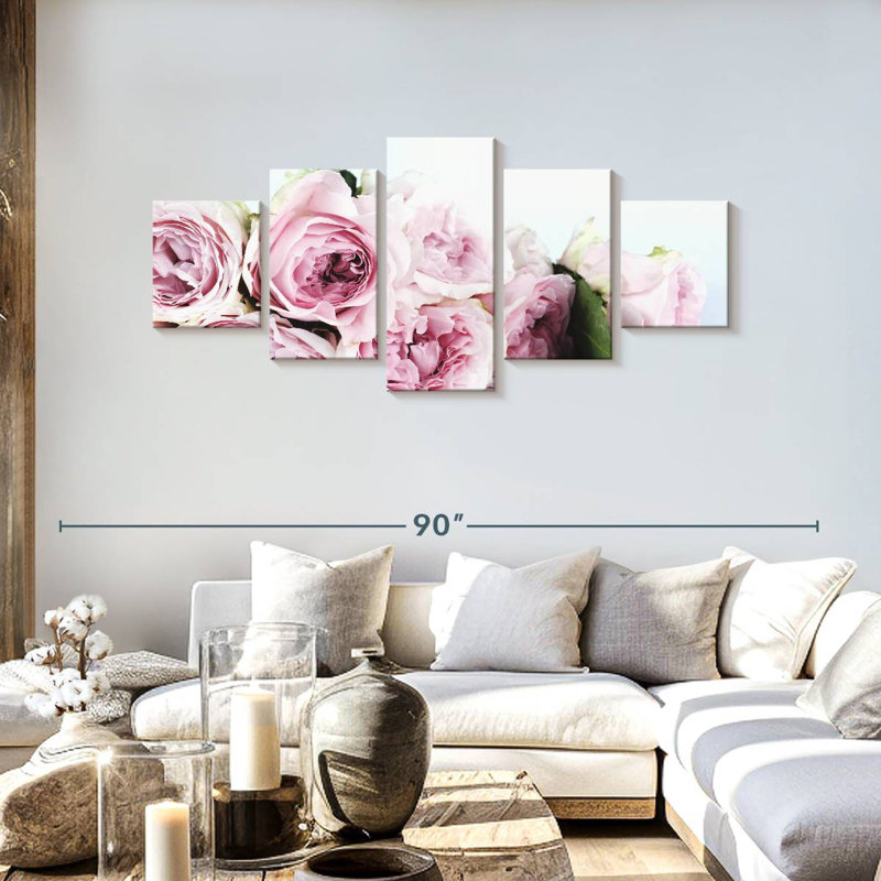Harnek, couches de pivoines roses, H 24 po x l 55 po