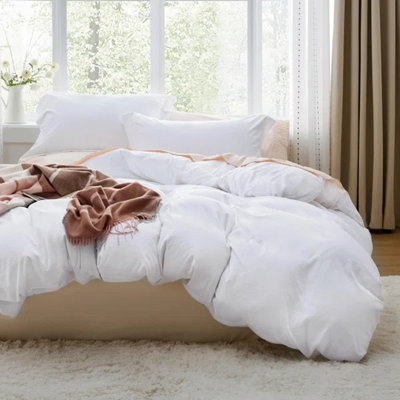 Bedsure Microfiber Duvet Cover Queen Size - Prewashed Cotton-Like Extra Soft Bedding Set (Set of 3)
