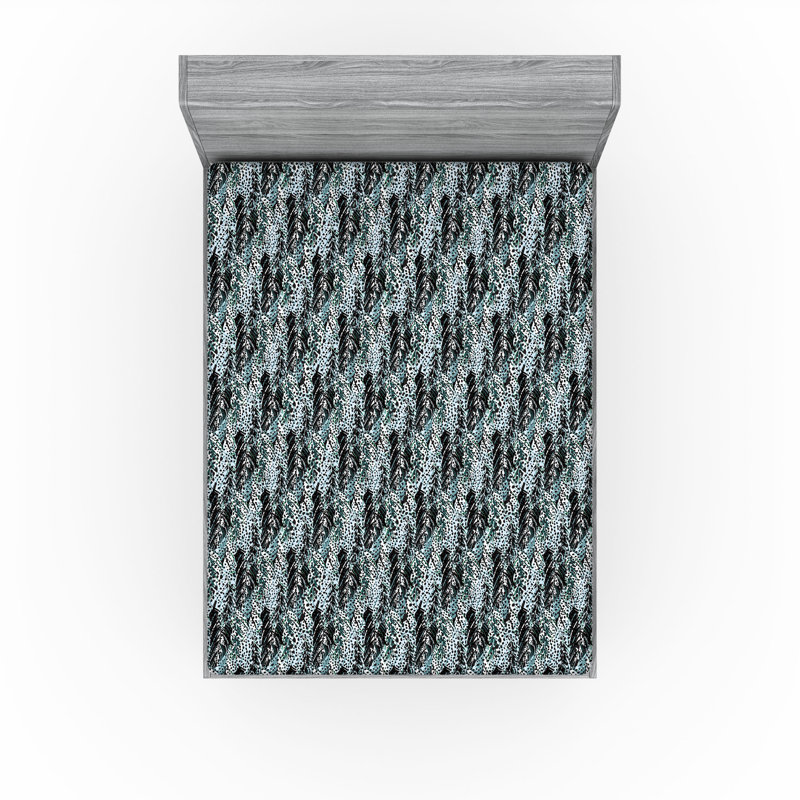 Drap-housse à motif de feuilles Ambesonne, California King Fitted Sheet