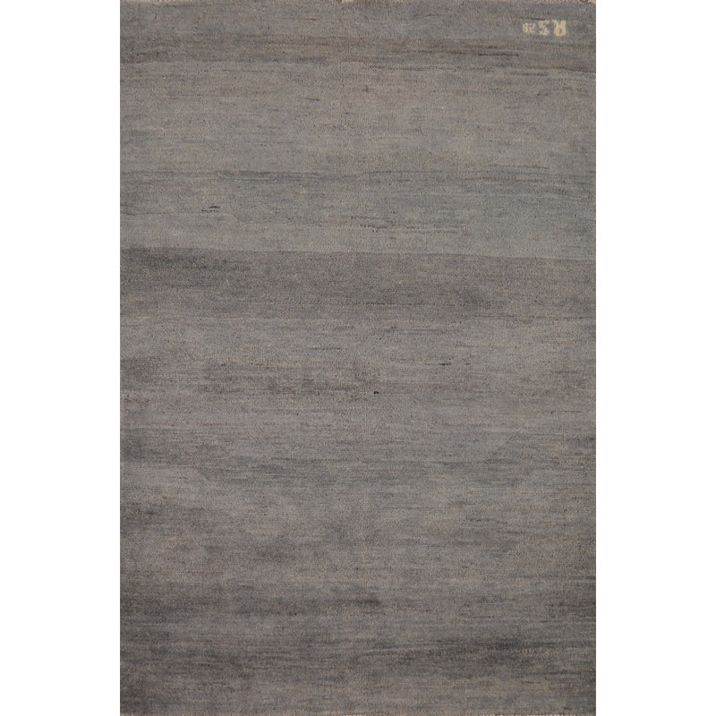 Solid Gray Gabbeh Modern Foyer Rug 3x5