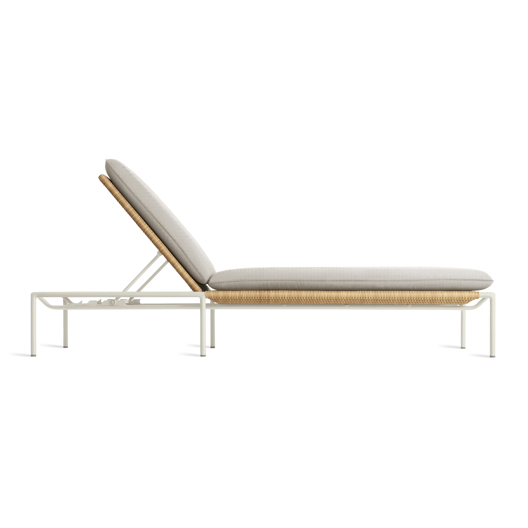Dog Days 32'' Outdoor Powder Coated Aluminum Chaise Lounge, White, Sunbrella Linen