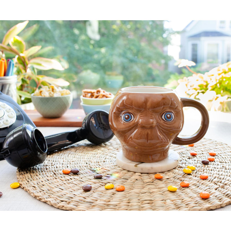 E.T. Tasse en céramique sculptée 3D The Extraterrestre Face | Peut contenir 20 onces