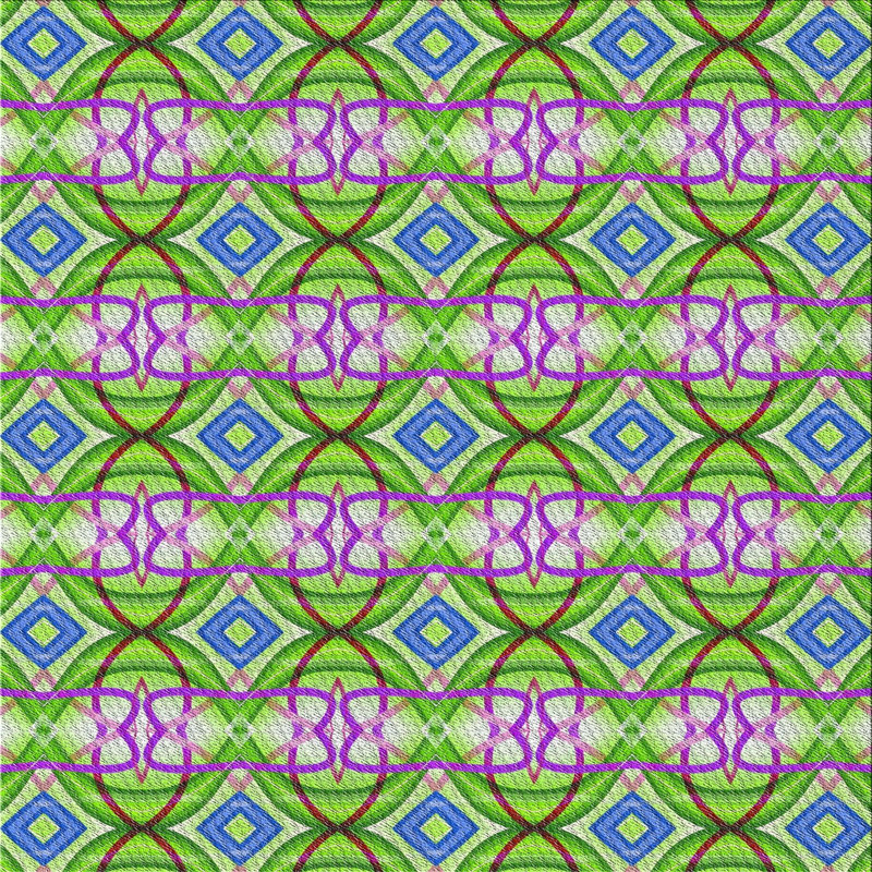 Tapis géométrique vert / mauve / bleu, Carré 8 pi