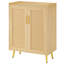 Armoire de rangement pour chaussures 16 paires, armoire à chaussures à 5 niveaux en rotin avec portes