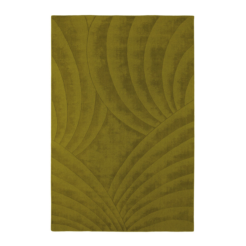 Volute Wool Abstract Area Rug in Green, Rectangle 5'5" x 7'8"