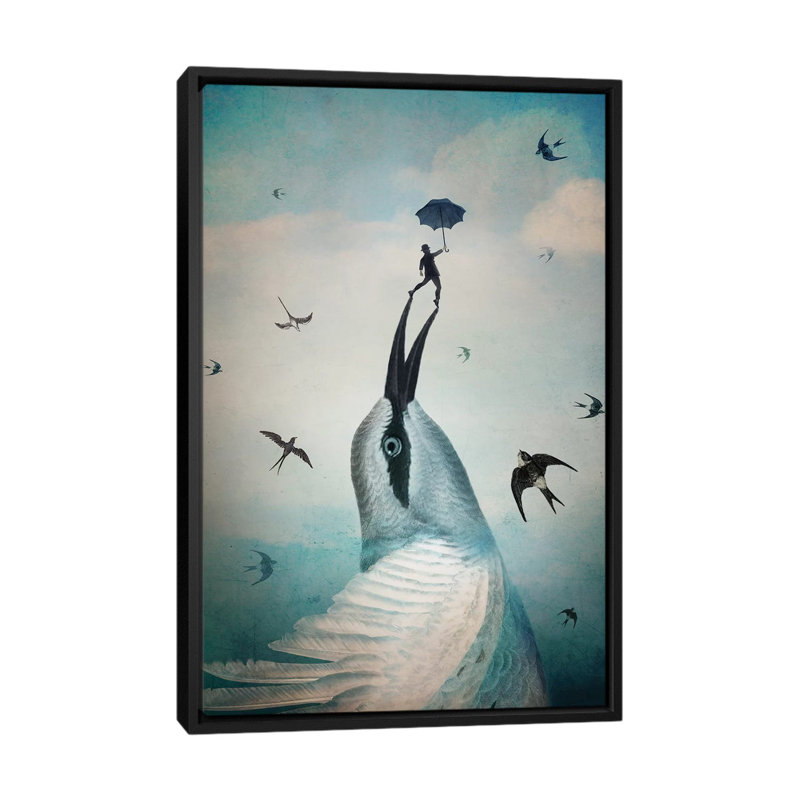 «Jump» par Catrin Welz-Stein - impression d'art graphique, Toile avec cadre noir, H 26 po x l 18 po x 1,5 po, Pas de tapis