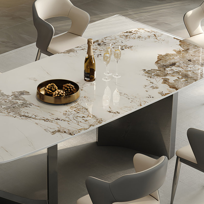 Light Luxury Contemporary Dining Table and Chair, 29.5"H x 70.8"L x 35.4"W