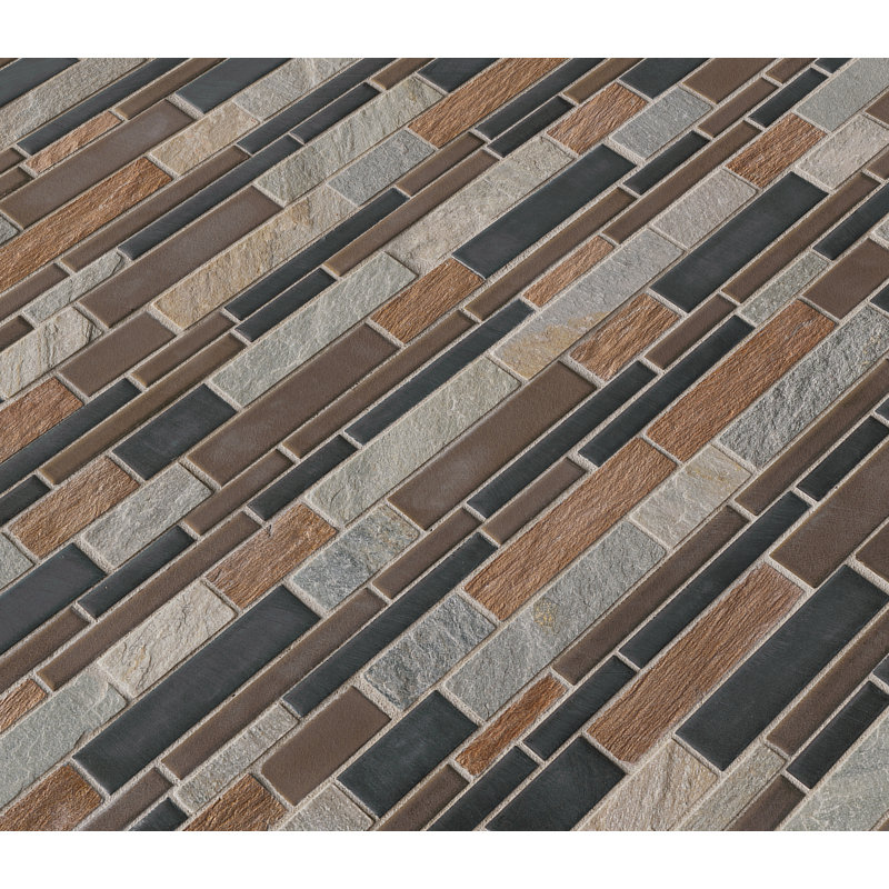 Ferrano Interlocking 12 in. x 12 in. Porcelain Stone Mosaic Floor and Wall Tile