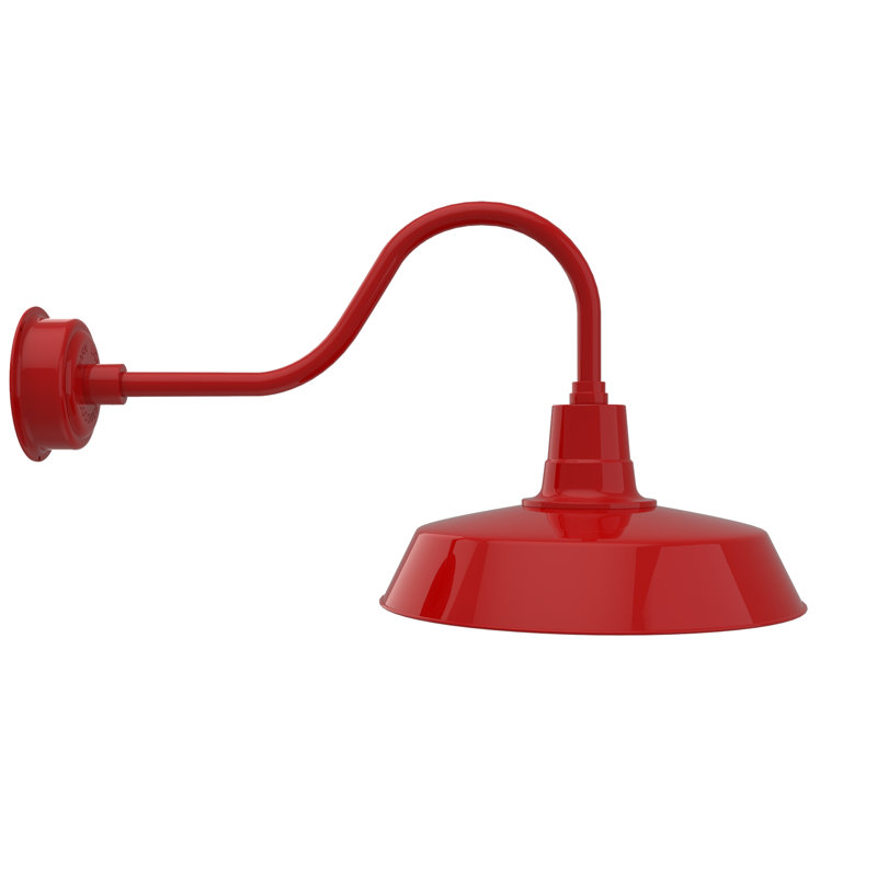 Luminaire de grange d'extérieur à 1 ampoule DEL Haleigh, Rouge cerise, H 17,75 po x l 18 po x P 32,75 po