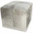 Amberly Leather Patchwork Gray Pouf with Stainless Steel Base