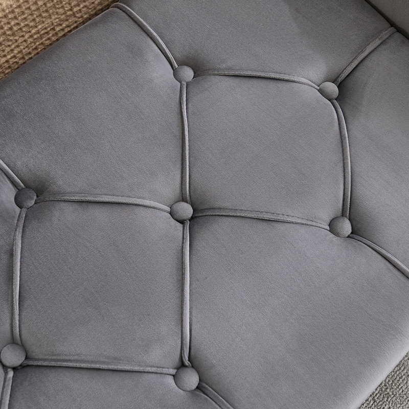 Banc de rangement en velours 66,9 po, Gris foncé