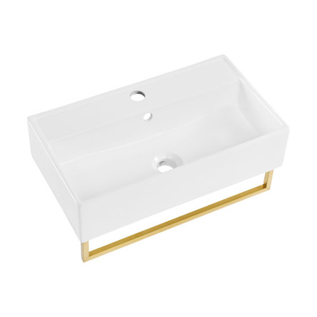 Claire Ceramic Rectangular Wall Mount Bathroom Sink with Overflow