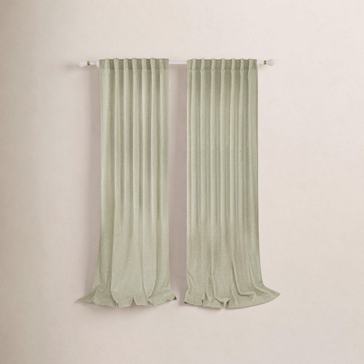 Toyoko Linen Blend Semi-Sheer Back Tab Curtains, 52" W x 108" L, Sage