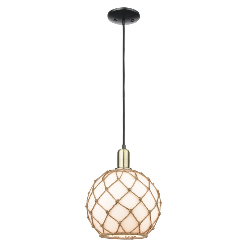 Arcadia - Ametra - Mini-luminaire suspendu à cordon 1 lumière 10 po, H 12,83 po x l 10 po x P 10 po, Laiton antique noir