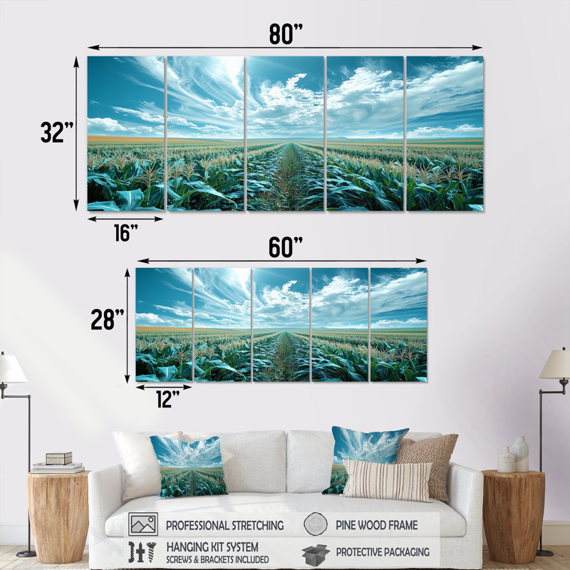Ensemble de salon art mural bleu vert, H 28 po x l 60 po