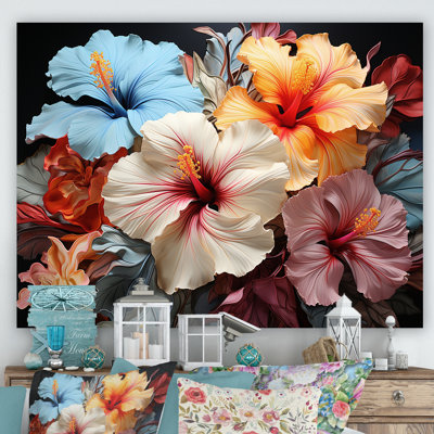 Hibiscus en fleurs - reproduction sur toile