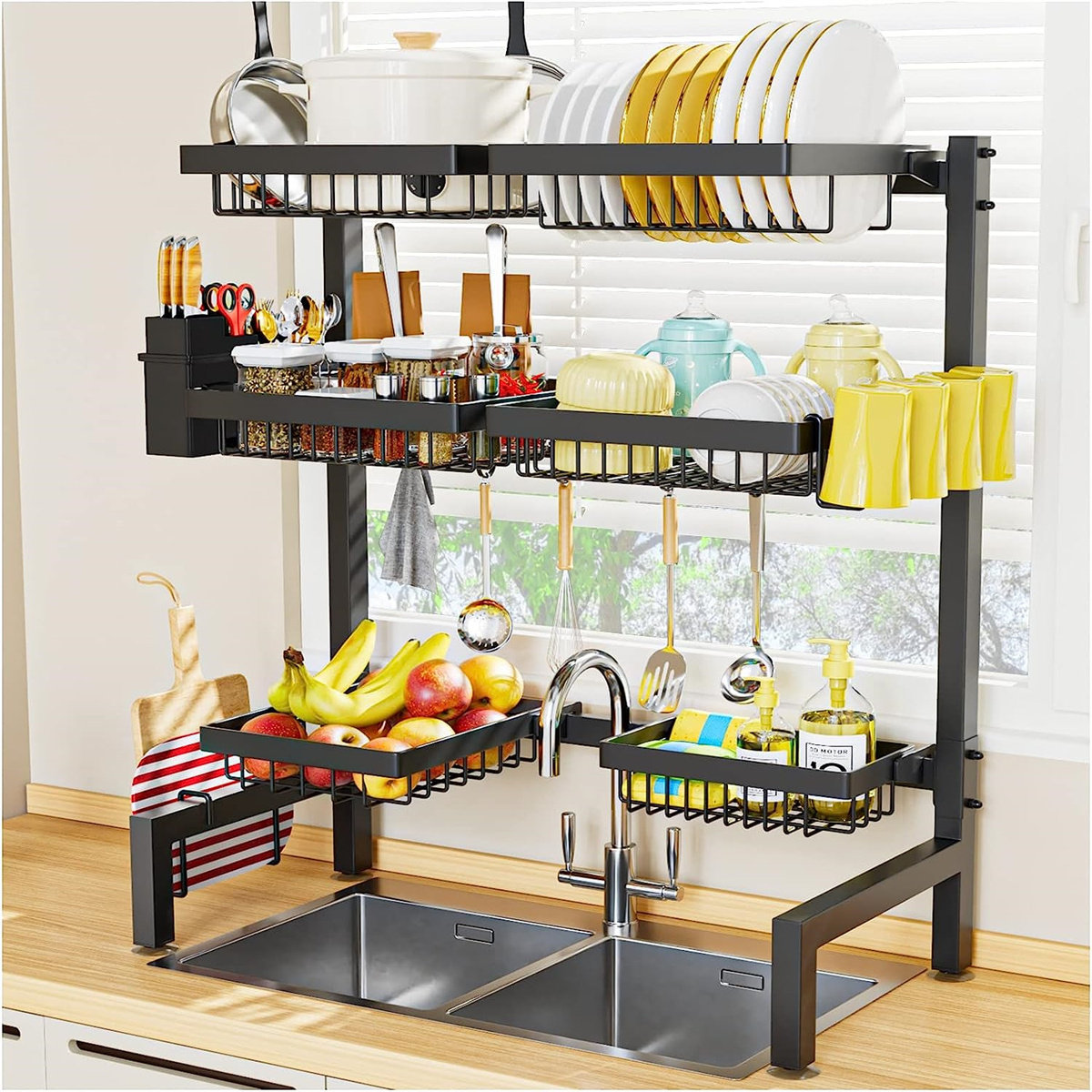  WHIFEA 2 Tier Pull-Out Cabinet Organizer Drop Down