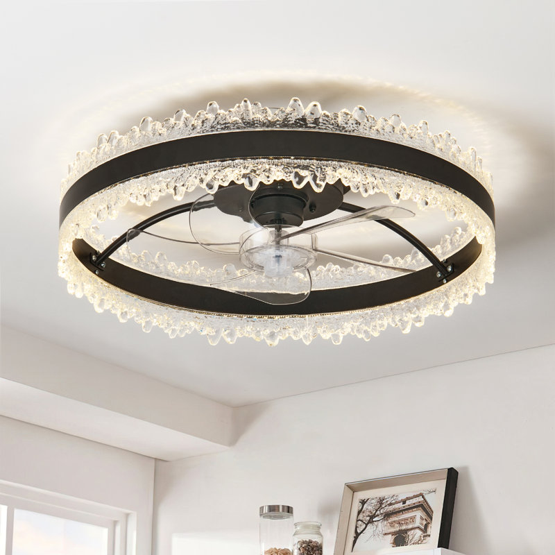 Ventilateur de plafond encastré 5 lumières Gurrola, Clair