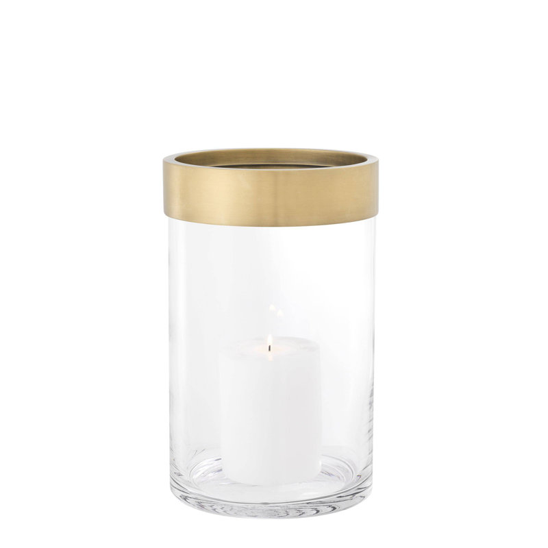Vertex 12'' H Tabletop Hurricane, Clear/Gold, 8"W x 8"D x 12"H