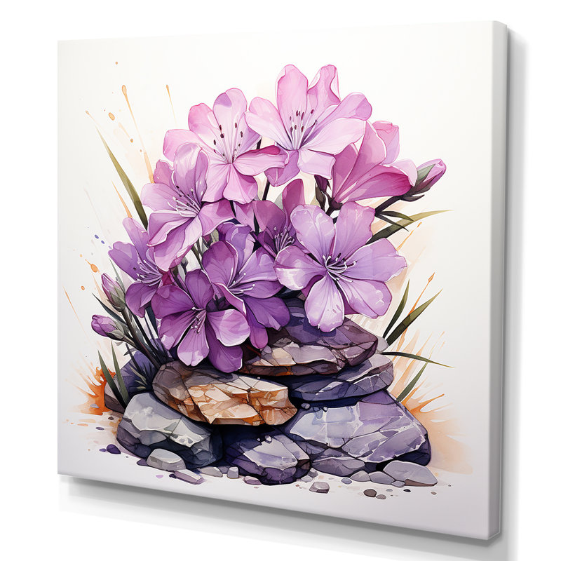 Mauve pétunia parade II - art mural pétunias, Toile tendue, 16" H x 16" W