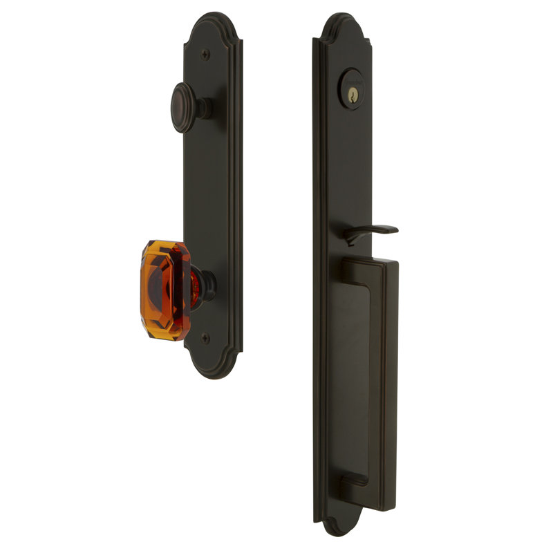 Complete Inactive Arc Dummy Handleset with Baguette Amber Knob and Rosette, Timeless Bronze