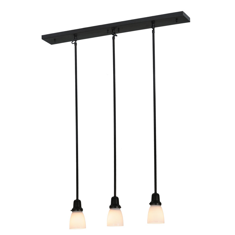Luminaire suspendu linéaire à 3 lumières pour îlot de cuisine Greenbriar Oak