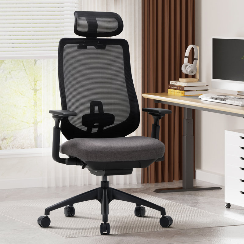 Ergonomic Office Chair with 4D Armrests & Headrest - High Back Mesh Task Chair with Lumbar Support - Adjustable for Home Office & Long Hours Use
