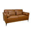 Causeuse en cuir brun clair avec 5 coussins Tussio