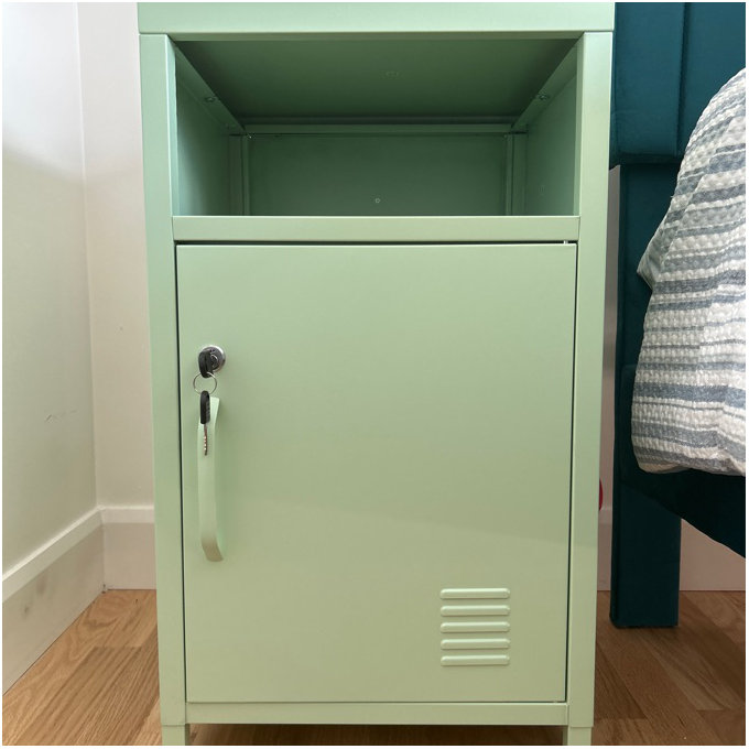 Katarra 26'' Tall Metal Nightstand Storage Cabinets With Lock - Yellow