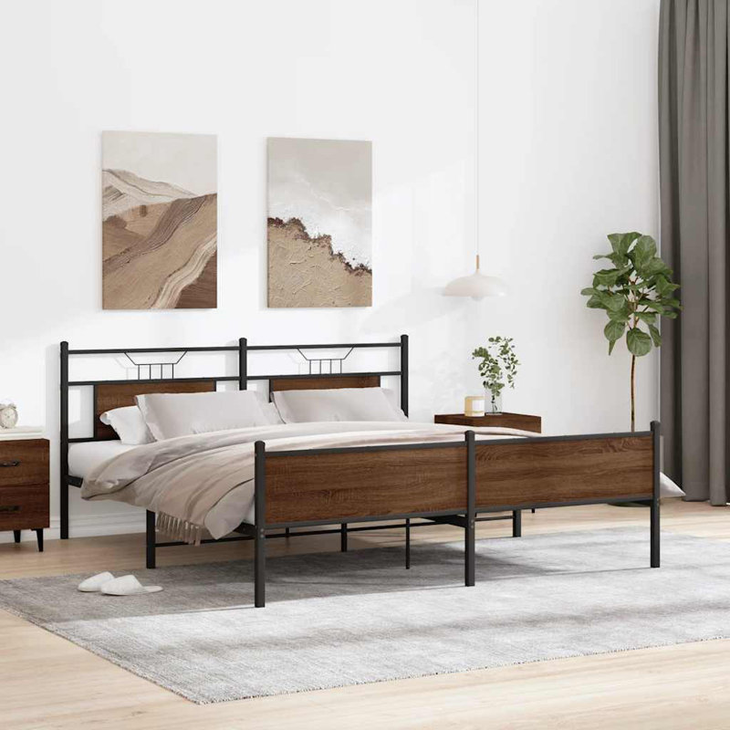 Bed, 183 x 213cm, Brown Oak