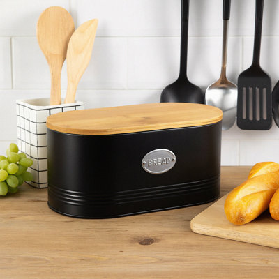 Black Metal Bread Bin 