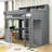 Twin Wooden Loft Bed With Desk, Wardrobe, Shelves And Ladder-1448438613