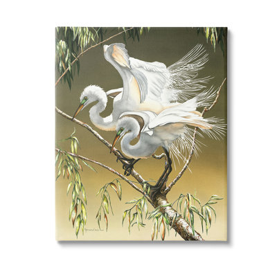 "Egrets perché sur une branche", art mural par Christine Reichow