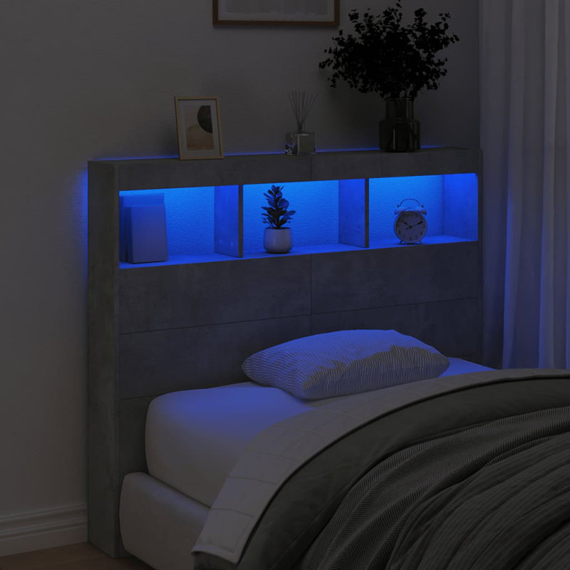 Cedria Headboard, Concrete Grey, Small Double - 120 x 190 cm
