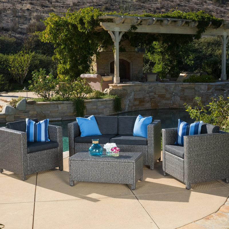 4Pc Garden Relax avec PE et coussins d'eau