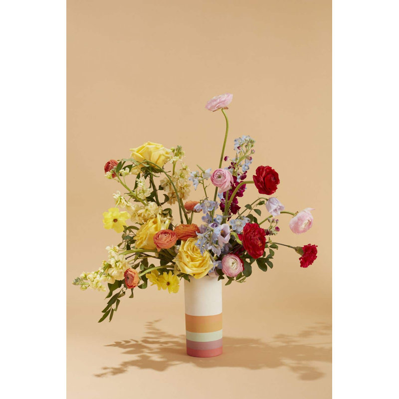 Vase de table en céramique rouge / orange / blanc 7 po
