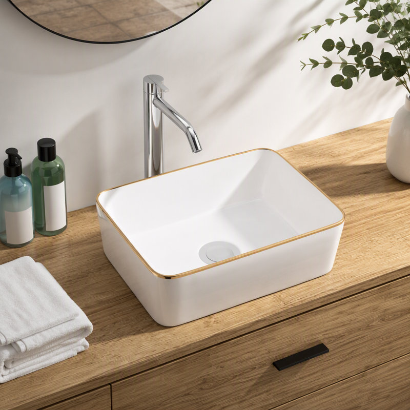 Lavabo de salle de bain rectangulaire en céramique 16X12