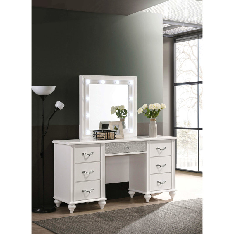 Meuble-lavabo blanc à 7 tiroirs