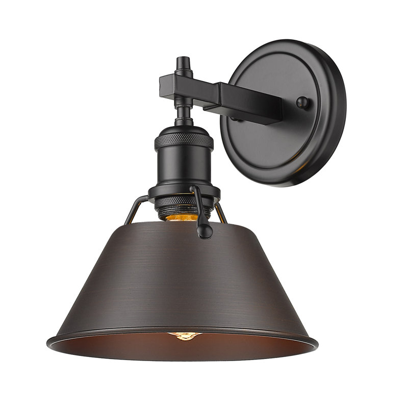 Felda Dimmable Steel Vanity Light, Rubbed Bronze, Matte Black, 1 Lights