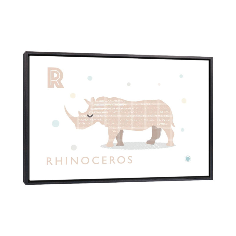 Rhino - imprimé, Pas de tapis, H 40 po x l 60 po x 1,5 po, Toile avec cadre noir patiné