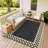 Reversible Outdoor Area Rug, 9' x 18', Waterproof Woven Plastic Straw with Geometric Border, Lightweight & Easy-Clean Design for Patio, Deck, Balcony or Beach-1886453641-1886453645