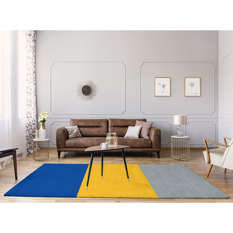 Tapis bleu royal rayures royal national hockey, Rectangle 4 pi x 6 pi
