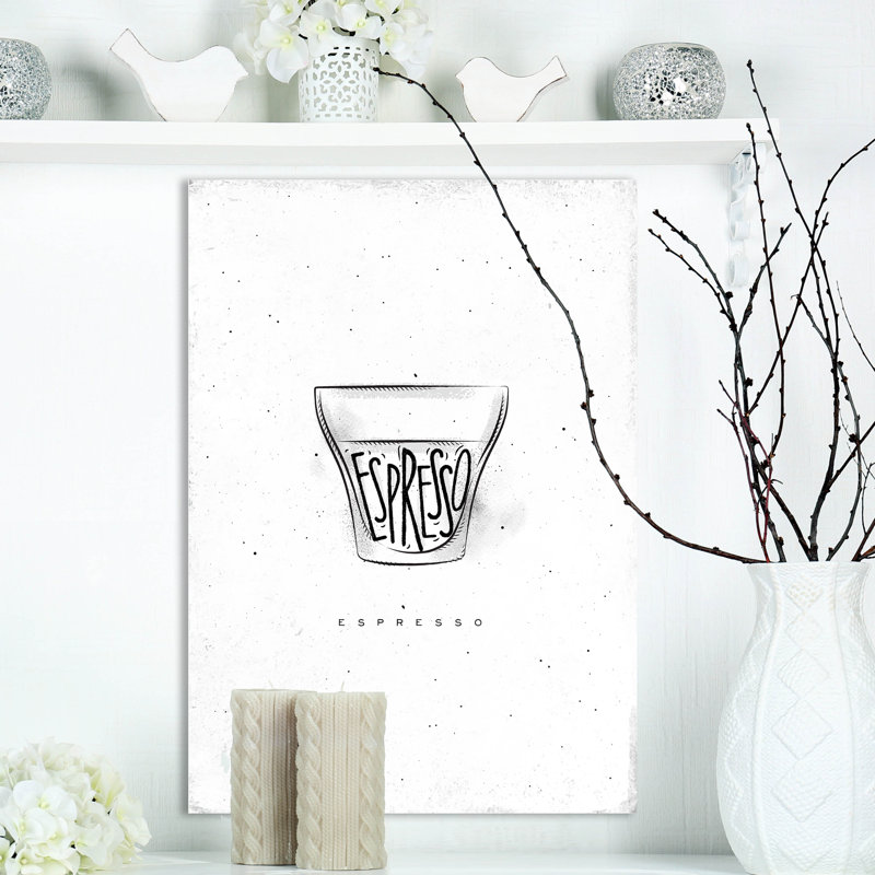 Espresso cup-blanc-impression d’art textuel Food, H 20 po x l 12 po x P 1po, Toile tendue