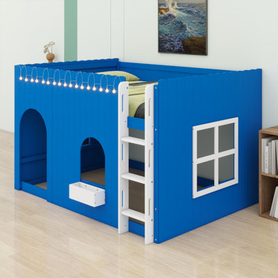Loft Bed with Decorative Warm LED Light String