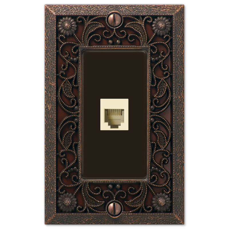Aged Bronze 1-Gang Traditional Metal Phone Jack Wall Plate